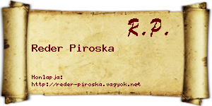 Reder Piroska névjegykártya